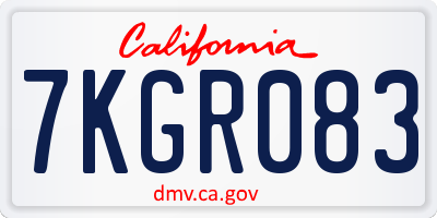 CA license plate 7KGR083