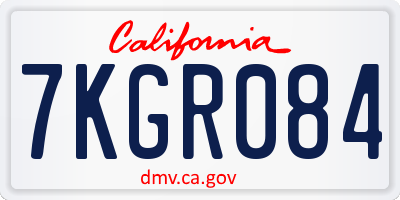 CA license plate 7KGR084