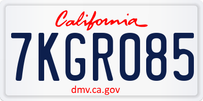 CA license plate 7KGR085