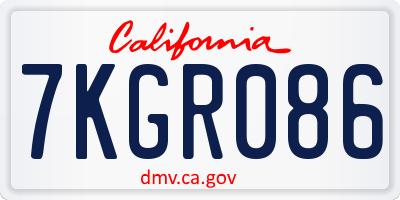 CA license plate 7KGR086