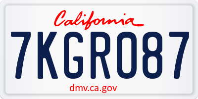 CA license plate 7KGR087