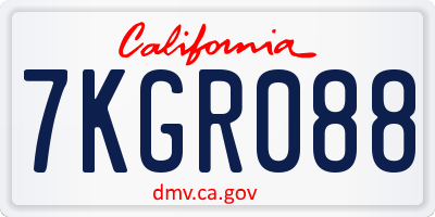 CA license plate 7KGR088