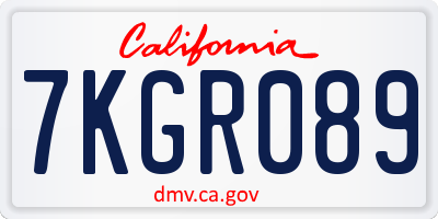 CA license plate 7KGR089