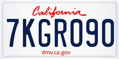 CA license plate 7KGR090