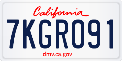CA license plate 7KGR091