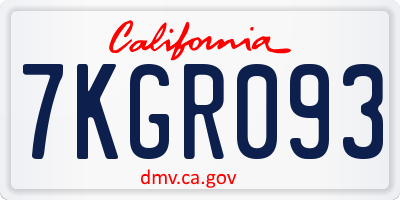 CA license plate 7KGR093