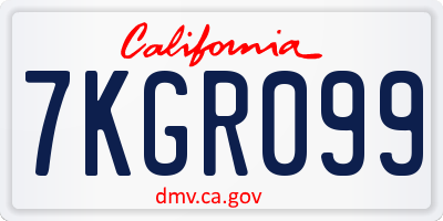 CA license plate 7KGR099