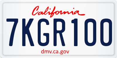 CA license plate 7KGR100