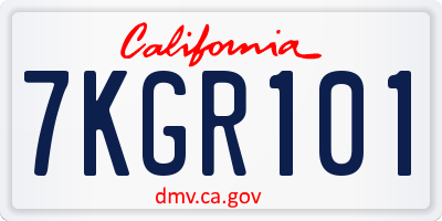 CA license plate 7KGR101