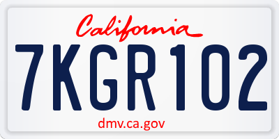 CA license plate 7KGR102