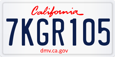 CA license plate 7KGR105
