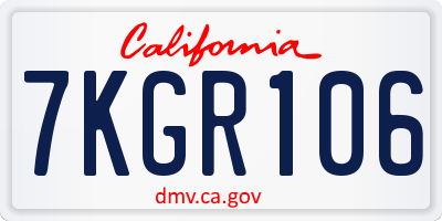 CA license plate 7KGR106