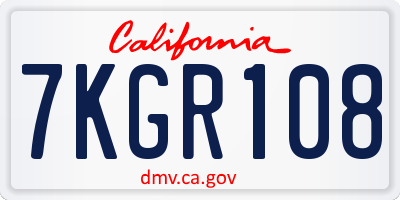 CA license plate 7KGR108