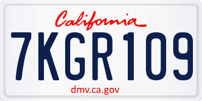 CA license plate 7KGR109