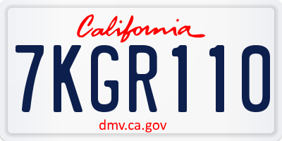 CA license plate 7KGR110