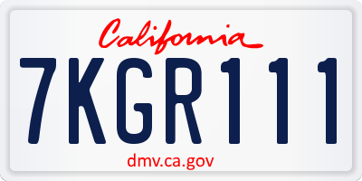 CA license plate 7KGR111