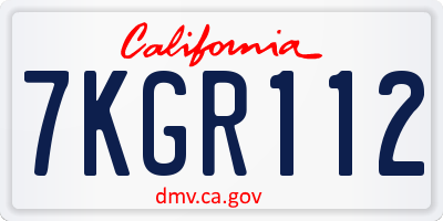 CA license plate 7KGR112