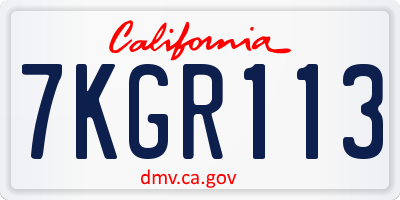 CA license plate 7KGR113