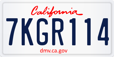 CA license plate 7KGR114