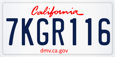 CA license plate 7KGR116