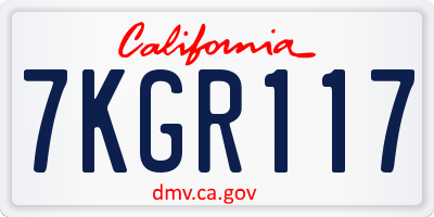 CA license plate 7KGR117
