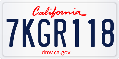 CA license plate 7KGR118