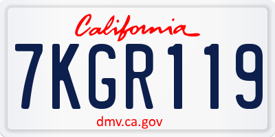 CA license plate 7KGR119