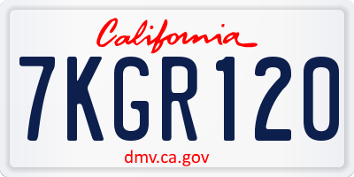 CA license plate 7KGR120