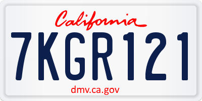 CA license plate 7KGR121