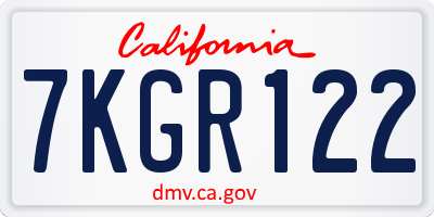 CA license plate 7KGR122