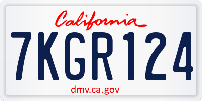 CA license plate 7KGR124