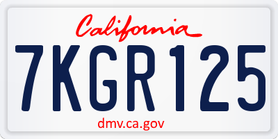 CA license plate 7KGR125