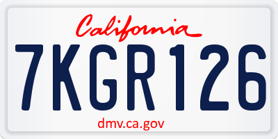 CA license plate 7KGR126