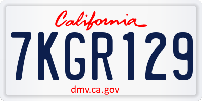 CA license plate 7KGR129