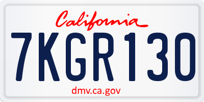 CA license plate 7KGR130