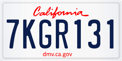 CA license plate 7KGR131