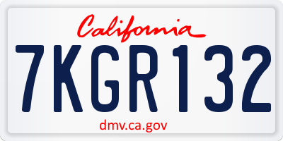 CA license plate 7KGR132