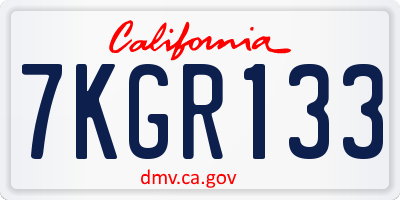 CA license plate 7KGR133