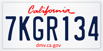 CA license plate 7KGR134