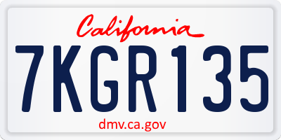 CA license plate 7KGR135