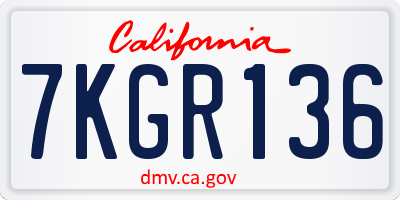 CA license plate 7KGR136
