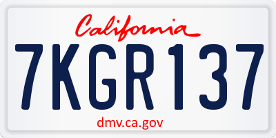 CA license plate 7KGR137