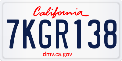 CA license plate 7KGR138
