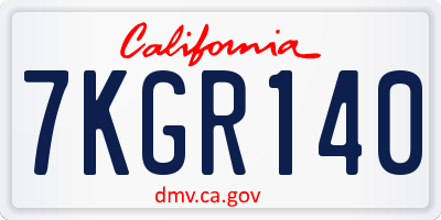 CA license plate 7KGR140