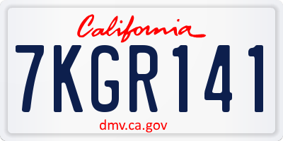 CA license plate 7KGR141