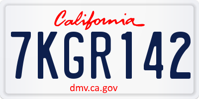 CA license plate 7KGR142