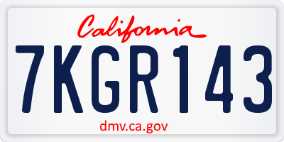 CA license plate 7KGR143