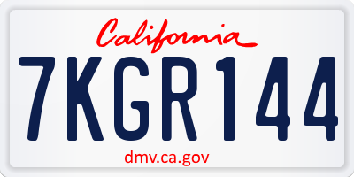 CA license plate 7KGR144