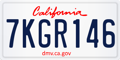 CA license plate 7KGR146