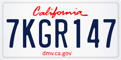 CA license plate 7KGR147